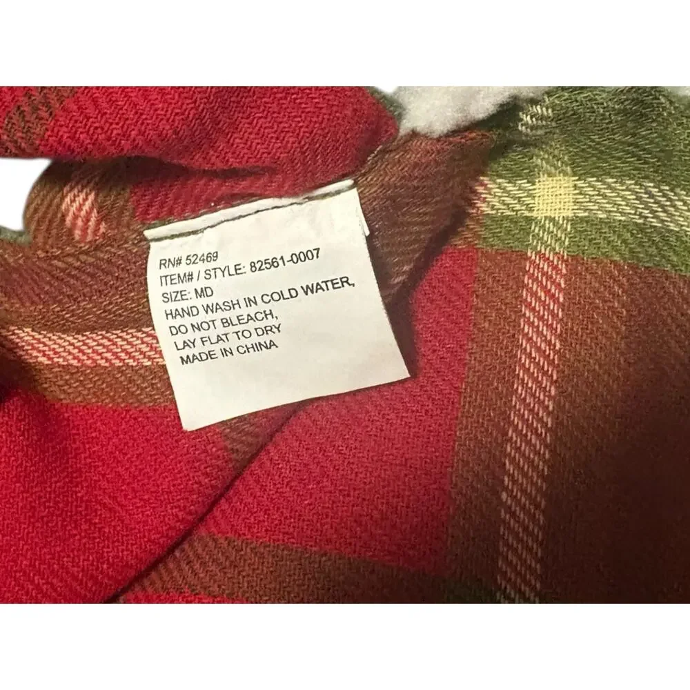Corduroy Dog Coat Vest Jacket Hunter Green & Plaid Size M